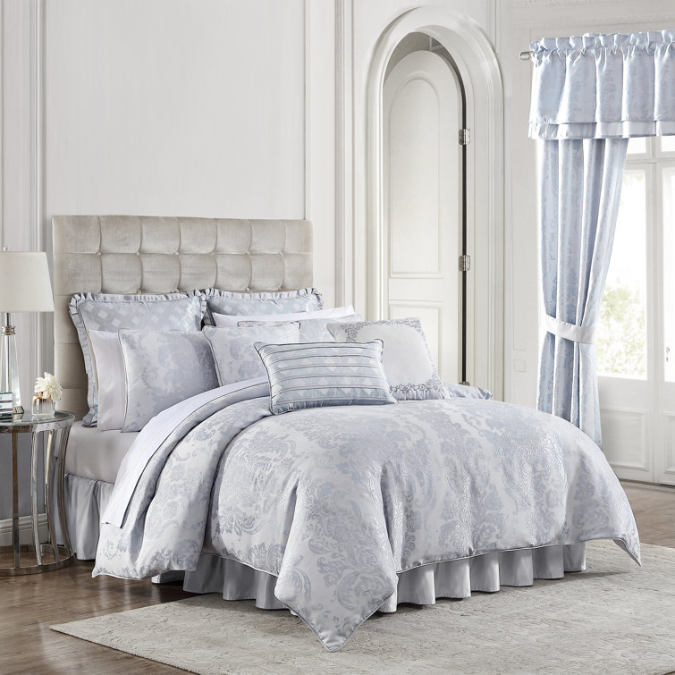Croscill Mia Blue Calking Comforter 4Pc Set 110"X96", Dusty Blue Wayfair